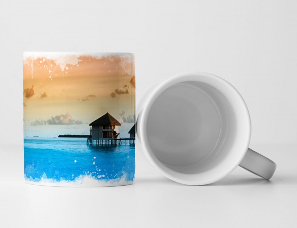 Paul Sinus Art Tasse Geschenk Landschaftsfotografie – Bungalows im Meer