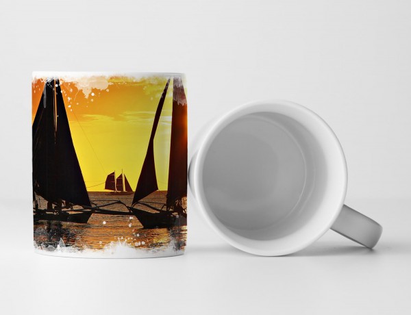 Paul Sinus Art Tasse Geschenk Landschaftsfotografie – Segelboote bei Sonnenaufgang