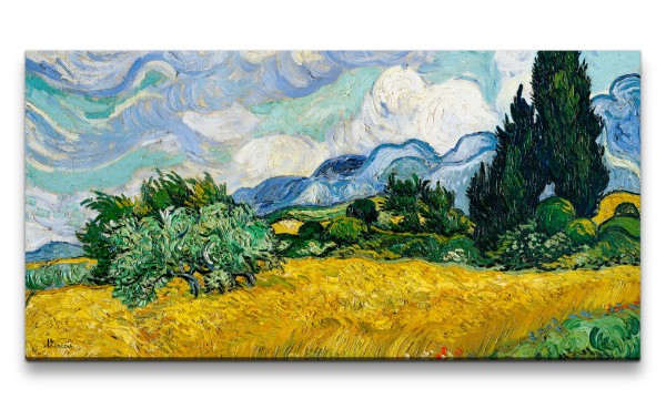 Paul Sinus Art Remaster 120x60cm Vincent Van Gogh's Wheat Field with Cypresses Impressionismus Farbenfroh zeitlose