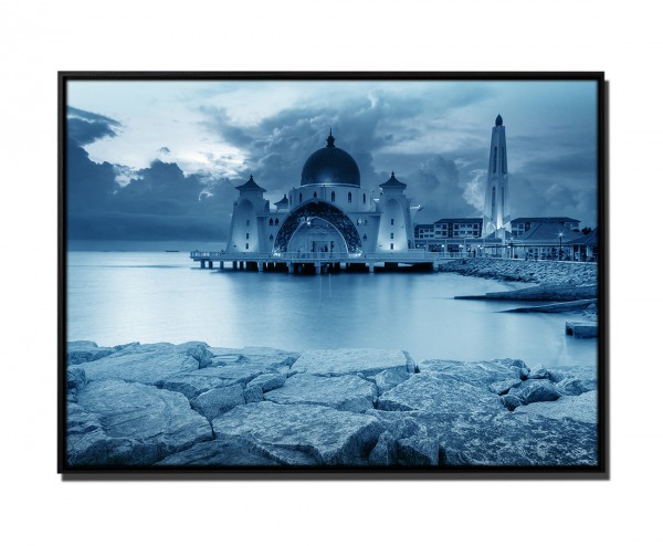 Paul Sinus Art 105x75cm Leinwandbild Petrol Moschee Malaysia Sonnenuntergang