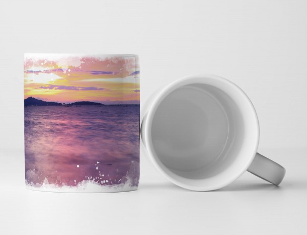 Paul Sinus Art Tasse Geschenk Naturfotografie – Sonnenuntergang über dem See wunderschön