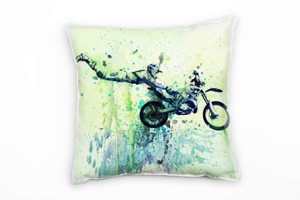 Paul Sinus Art Motocross Jumps Deko Kissen Bezug 40x40cm für Couch Sofa Lounge Zierkissen