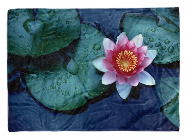 Paul Sinus Art Handtuch Strandhandtuch Saunatuch Kuscheldecke mit Fotomotiv Lotus Blume Blüte