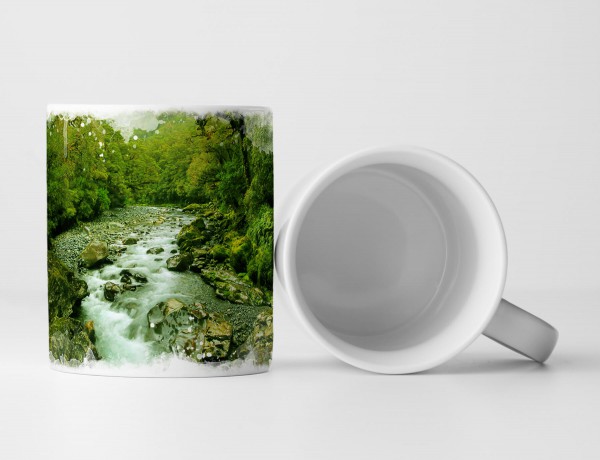 Paul Sinus Art Tasse Geschenk Landschaftsfotografie – Grünes Flussbett im Dschungel