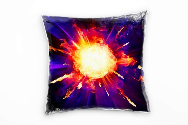 Paul Sinus Art Abstrakt, lila, rot, gelb, schwarz, Explosion, Feuerball Deko Kissen 40x40cm für Couch Sofa Lounge Z