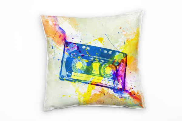 Paul Sinus Art Kassette Oldschool Deko Kissen Bezug 40x40cm für Couch Sofa Lounge Zierkissen