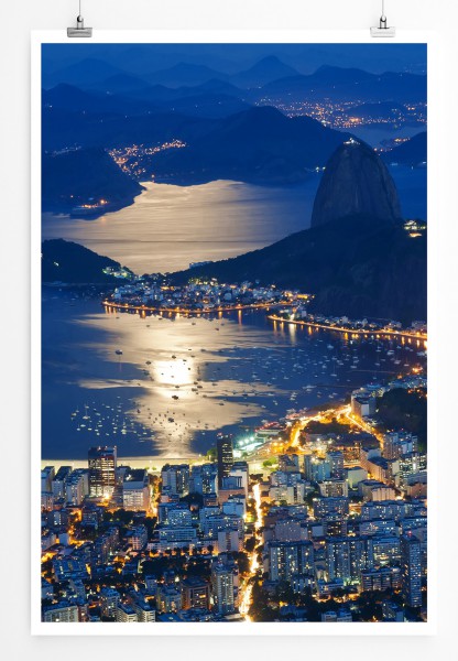 Paul Sinus Art 90x60cm Poster Sugar Loaf und Botafogo Rio de Janeiro