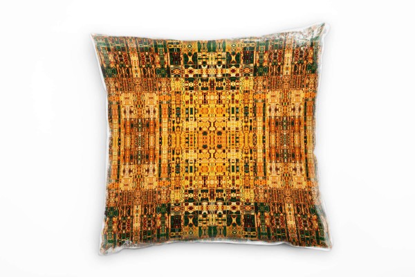 Paul Sinus Art Vintage, braun, gold, grün, orange, Muster Deko Kissen 40x40cm für Couch Sofa Lounge Zierkissen