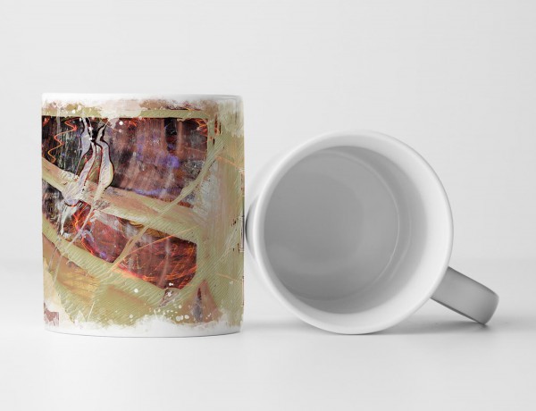 Paul Sinus Art Tasse Geschenk dunkel-khaki – rot Abstraktion; blauviolett, weiß Elemente