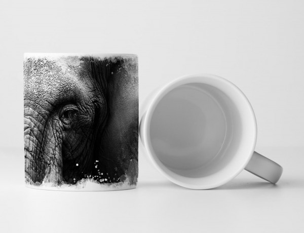 Paul Sinus Art Tasse Geschenk Tierfotografie – Großer Elefantenkopf schwarz weiß