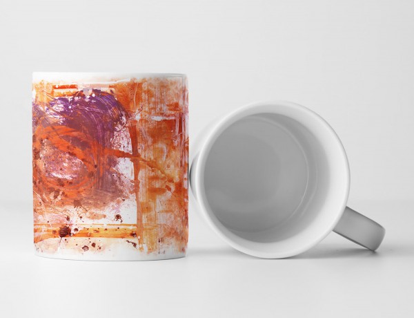 Paul Sinus Art Tasse Geschenk weiße Grundierung, orange-lila Abstraktion