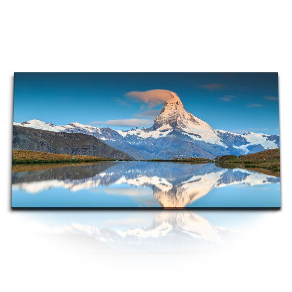 Paul Sinus Art Kunstdruck Bilder 120x60cm Matterhorn Alpen See Schweiz Berggipfel Schneegipfel