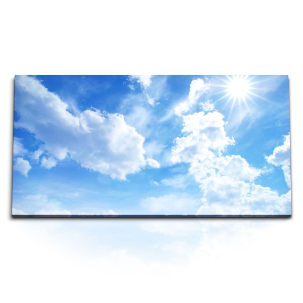 Paul Sinus Art Kunstdruck Bilder 120x60cm Blauer Himmel weiße Wolken Sonnenschein Sonne