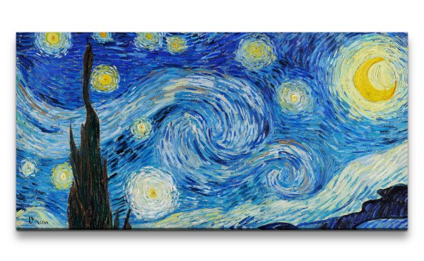 Paul Sinus Art Remaster 120x60cm Vincent Van Gogh's The Starry Night weltberühmtes Gemälde Impressionismus Farbenfr