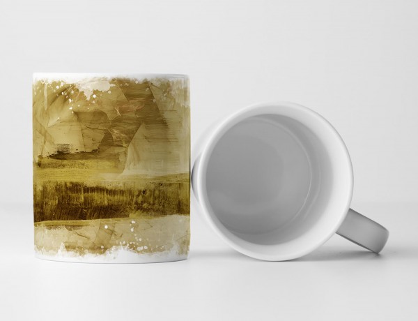 Paul Sinus Art Tasse Geschenk dunkel-goldrute farbige Abstraktion