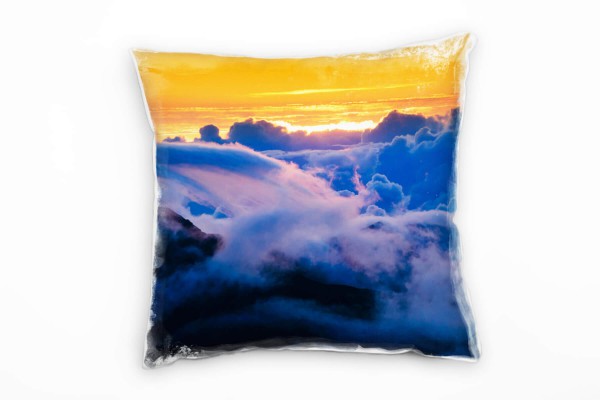 Paul Sinus Art Natur, Sonnenaufgang, Wolken, orange, blau Deko Kissen 40x40cm für Couch Sofa Lounge Zierkissen