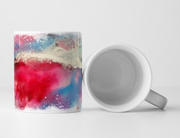 Paul Sinus Art Tasse Geschenk abstraktes Bild – Wasserfarben in pink und blau