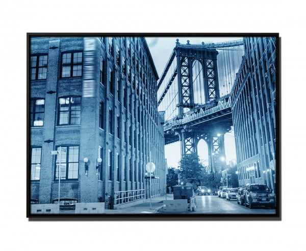 Paul Sinus Art 105x75cm Leinwandbild Petrol Brooklyn Bridge Manhattan nachts