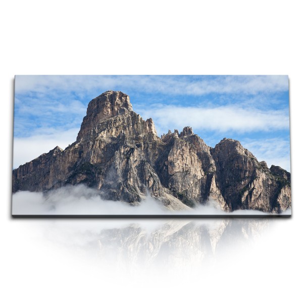 Paul Sinus Art Kunstdruck Bilder 120x60cm Sassongher Berg Italien Alpen Dolomiten Felsgipfel