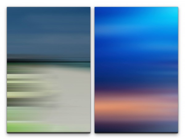 Paul Sinus Art 2 Bilder je 60x90cm Pastelltöne Horizont Himmel Minimal Blau Modern Harmonie