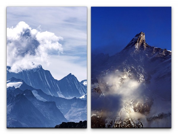 Paul Sinus Art 2 Bilder je 60x90cm Berge Wolken Berggipfel Erhaben Gigantisch Majestätisch Stille