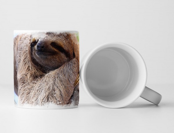 Paul Sinus Art Tasse Geschenk Tierfotografie – Glückliches Faultier am Baum hängend