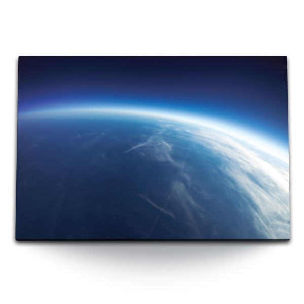 Paul Sinus Art 120x80cm Wandbild auf Leinwand Blauer Planet Erde Weltall Blau Weltraum