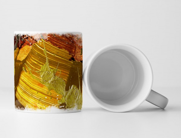 Paul Sinus Art Tasse Geschenk gelb, orange, goldrute farbige Abstraktion