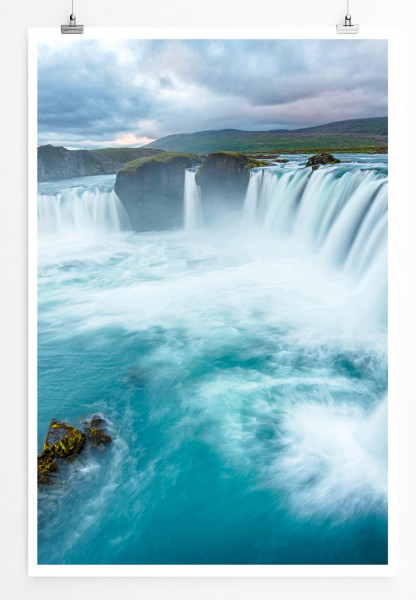 Paul Sinus Art 90x60cm Poster Godafoss Wasserfall Island