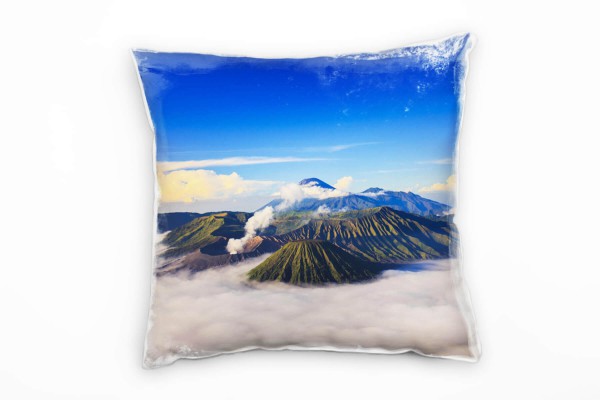 Paul Sinus Art Landschaften, Natur, Berge, bewölkt, blauer Himmel Deko Kissen 40x40cm für Couch Sofa Lounge Zierkis