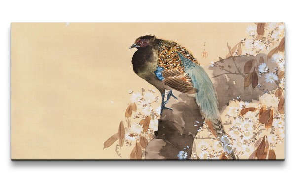 Paul Sinus Art Remaster 120x60cm Ohara Koson traditionell japanische Kunst wunderschöner Vogel Federkleid Baumblüte