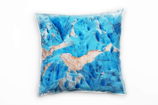 Paul Sinus Art Natur, Winter, weiß, blau, Gletscher Deko Kissen 40x40cm für Couch Sofa Lounge Zierkissen