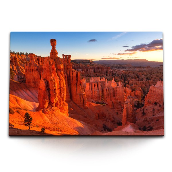 Paul Sinus Art 120x80cm Wandbild auf Leinwand Grand Canyon rote Berge USA Sonnenuntergang