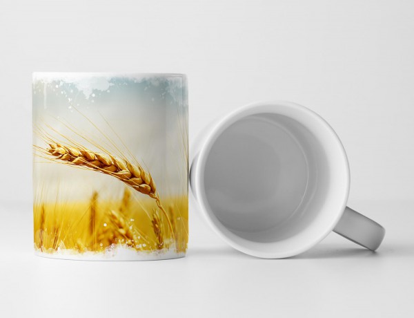 Paul Sinus Art Tasse Geschenk Landschaftsfotografie – Goldene Ähren mit Wolkenhimmel