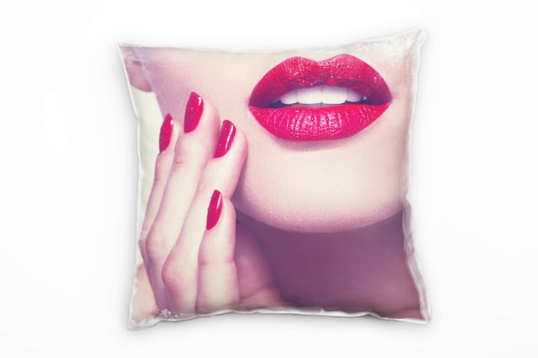 Paul Sinus Art künstlerische Fotografie, rote Lippen, Frau, rot Deko Kissen 40x40cm für Couch Sofa Lounge Zierkisse