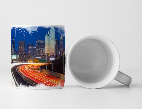 Paul Sinus Art Tasse Geschenk Landschaftsfotografie – Dallas Downtown skyline at night Texas USA