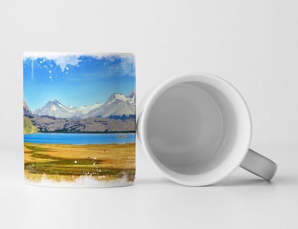 Paul Sinus Art Tasse Geschenk Landschaftsfotografie – Blauer See im Bergtal Pantagonien Argentinien