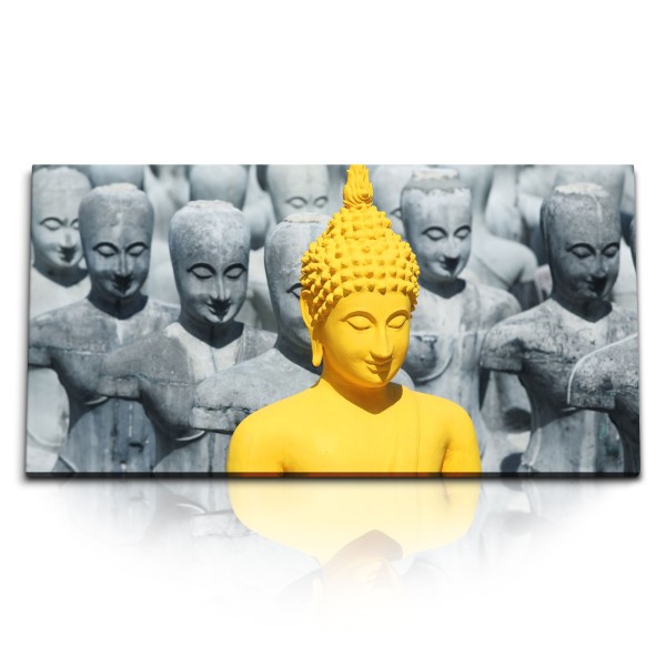 Paul Sinus Art Kunstdruck Bilder 120x60cm Buddha Buddhastatuen Gelb Meditation Asien