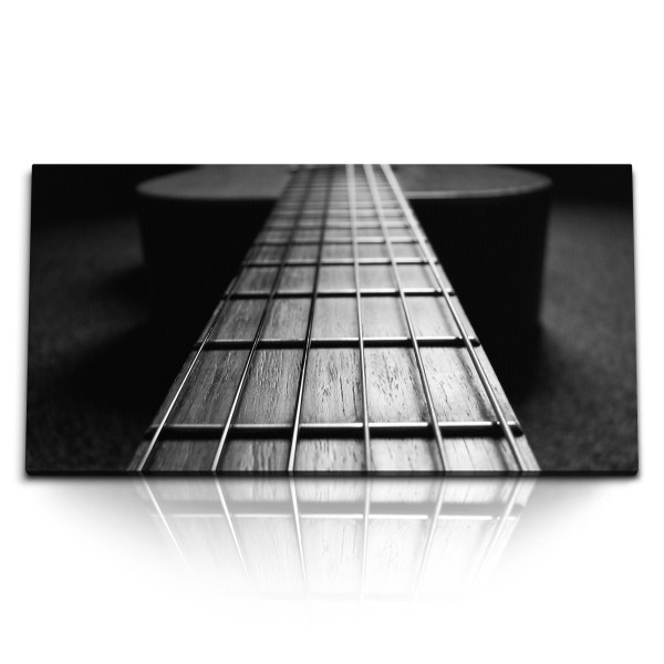 Paul Sinus Art Kunstdruck Bilder 120x60cm Schwarz Weiß Fotografie Gitarre Gitarrensaiten