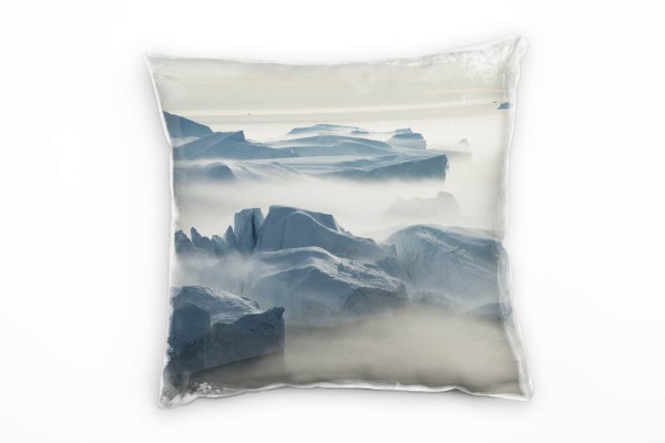 Paul Sinus Art Winter, Eisberge, Nebel, grau Deko Kissen 40x40cm für Couch Sofa Lounge Zierkissen