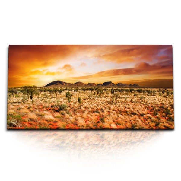 Paul Sinus Art Kunstdruck Bilder 120x60cm Australien Outback Landschaft Steppe Rot Abendröte