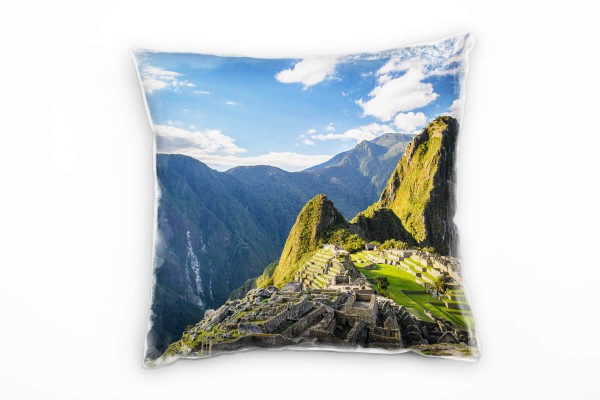 Paul Sinus Art Landschaft, Berg, Bäume, grün, Süd Amerika Deko Kissen 40x40cm für Couch Sofa Lounge Zierkissen