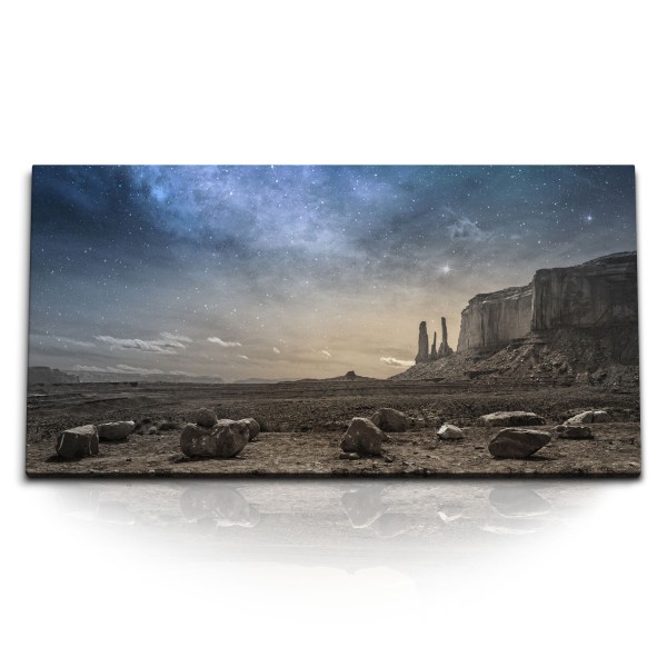 Paul Sinus Art Kunstdruck Bilder 120x60cm Monument Valley Berge Astrofotografie Sterne Sternenhimmel