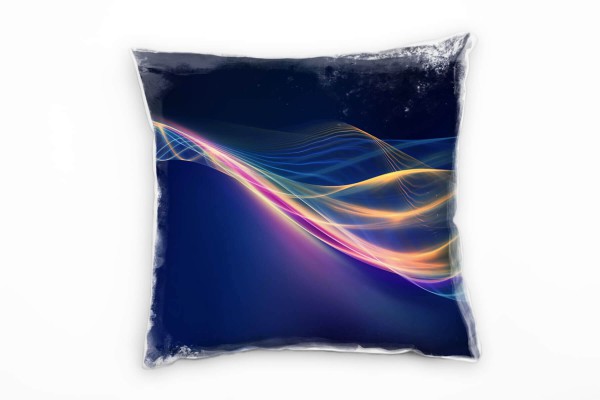 Paul Sinus Art Abstrakt, Lichtlinien, blau, orange, lila Deko Kissen 40x40cm für Couch Sofa Lounge Zierkissen