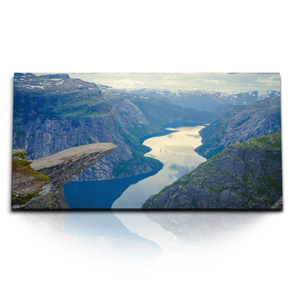 Paul Sinus Art Kunstdruck Bilder 120x60cm Norwegen Berge Fluss Natur Gebirge Felsen