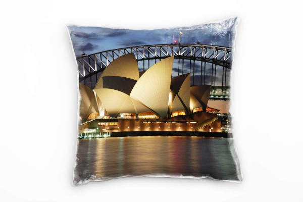 Paul Sinus Art Urban und City, bunt, Sydney, Opernhaus, Nacht Deko Kissen 40x40cm für Couch Sofa Lounge Zierkissen