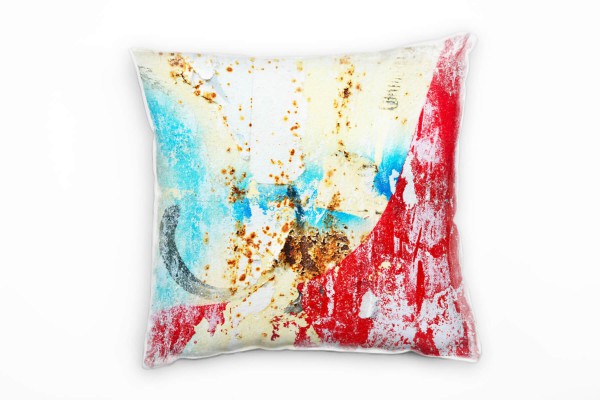 Paul Sinus Art Abstrakt, rot, beige, blau, Graffiti, Rost Deko Kissen 40x40cm für Couch Sofa Lounge Zierkissen