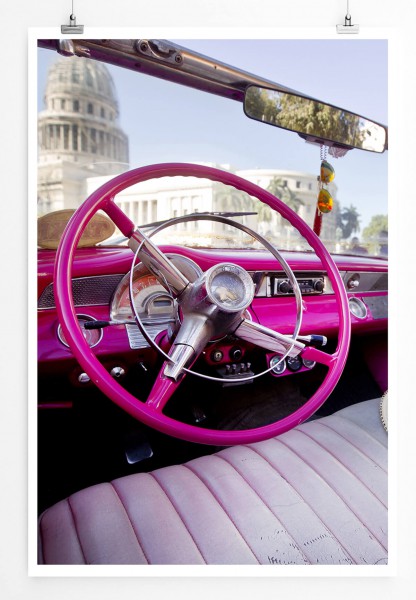 Paul Sinus Art Pinker Oldtimer in Kuba 60x90cm Poster