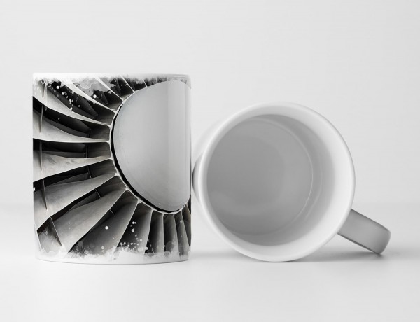 Paul Sinus Art Tasse Geschenk Künstlerische Fotografie – Moderne Flugzeugturbine schwarz weiß