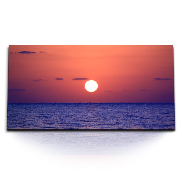 Paul Sinus Art Kunstdruck Bilder 120x60cm Roter Himmel Meer Horizont Abendrot Sonnenuntergang